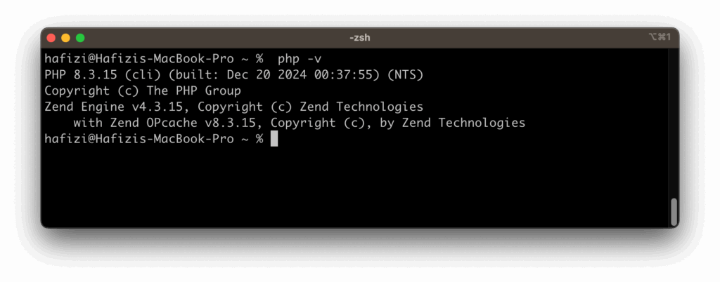 check php version using terminal