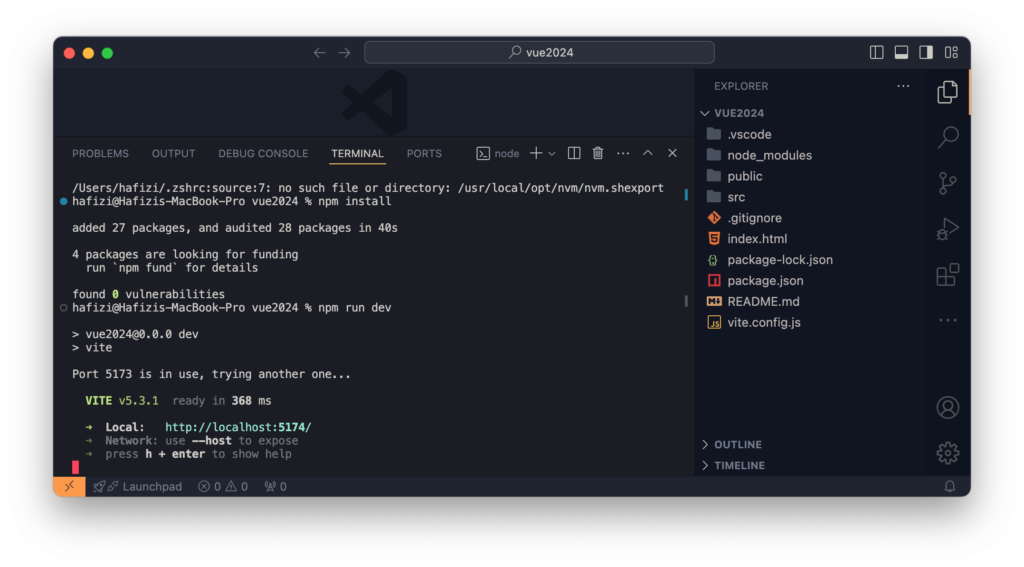 npm run dev vue vite